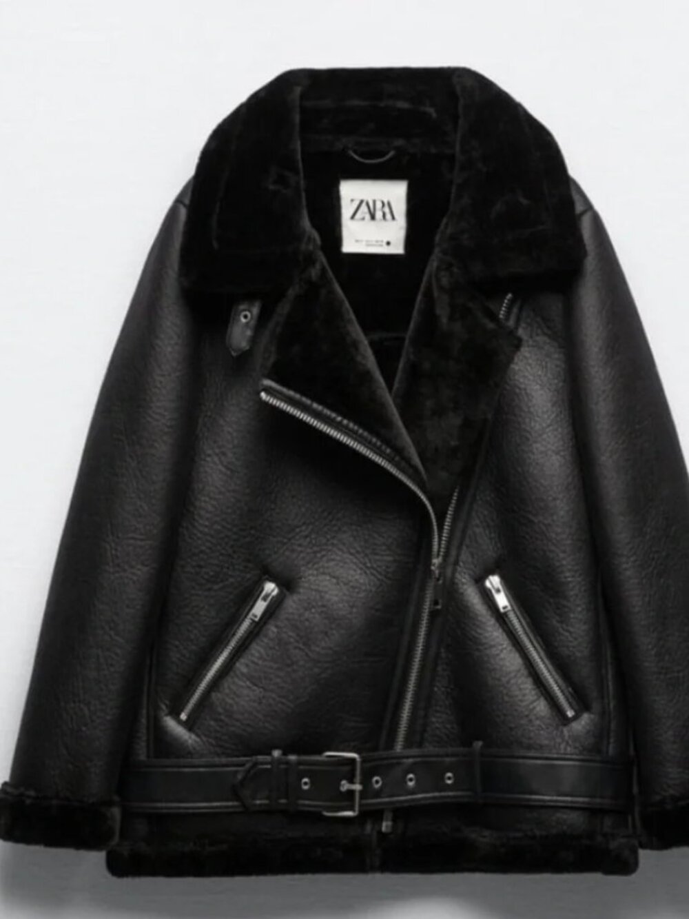 XXL Zara Black Double Faced Faux Leather Jacket